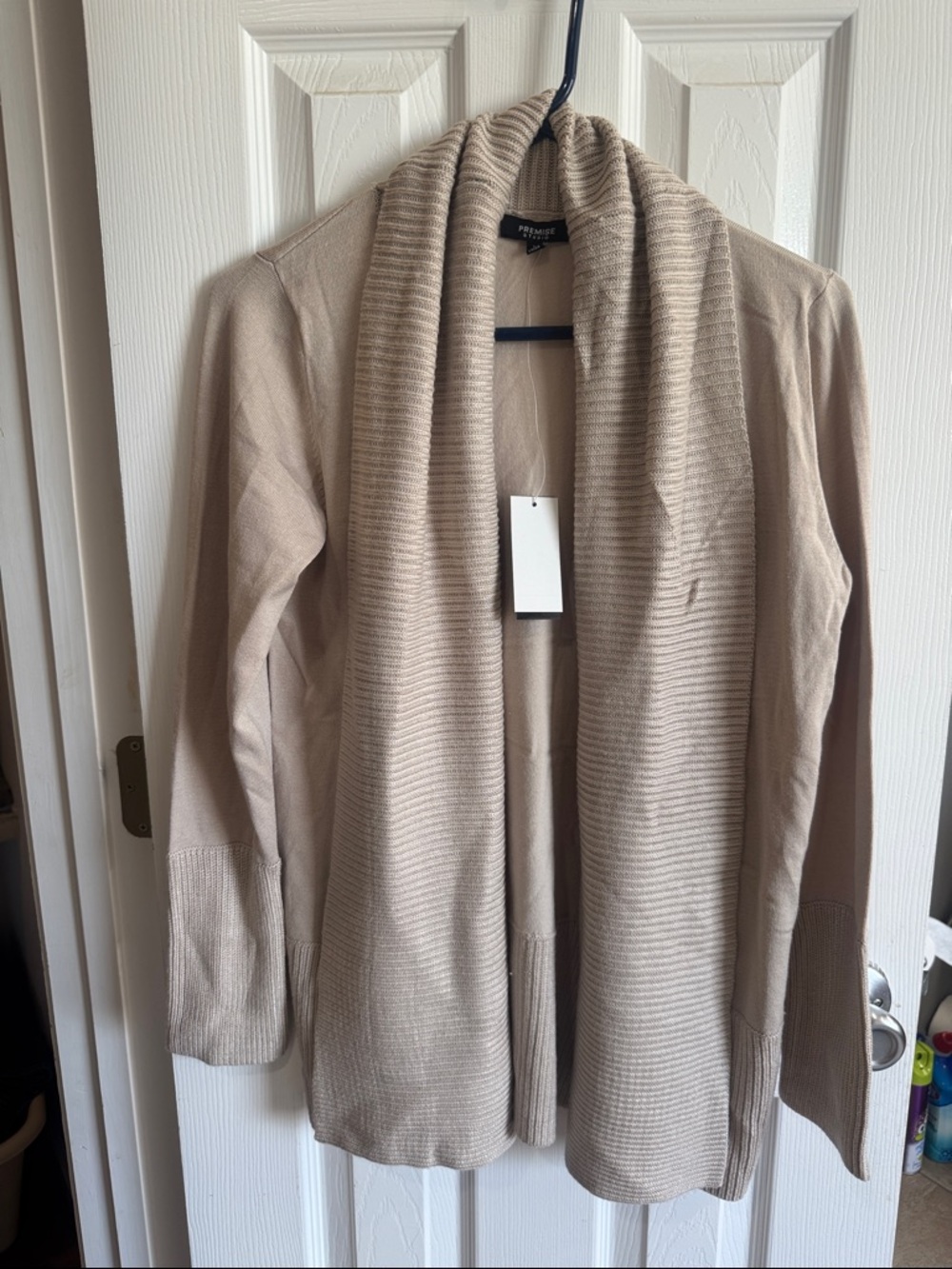 Premise Light Beige Open Front Cardigan